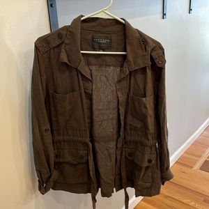 Size Small- army green linen jacket